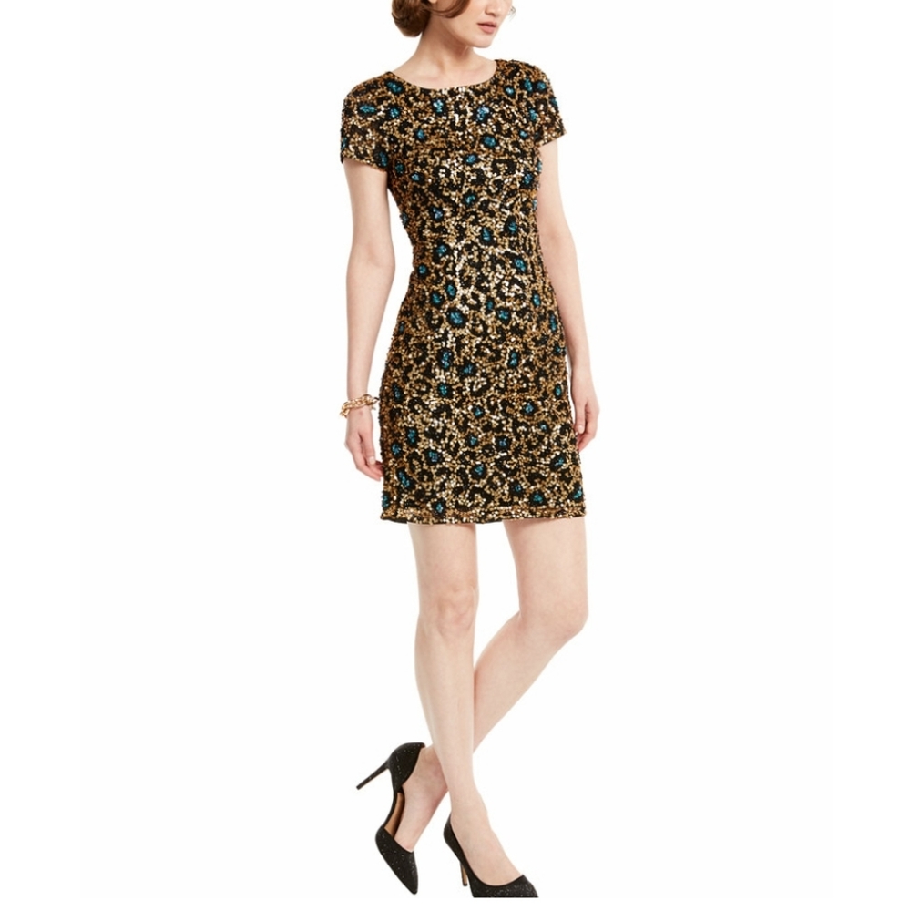 Adriana papers sequin leopard print dress